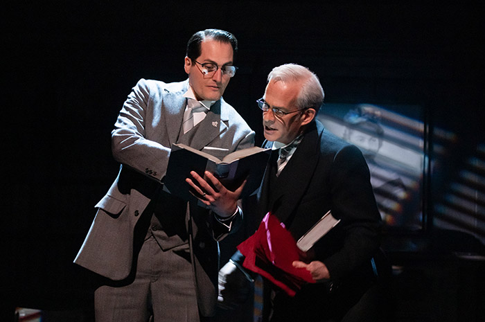 Kristopher Bowman as Mr. Mayhew and Patrick Galligan as Sir Wilfrid Robarts, QC. Photo by Emily Cooper.