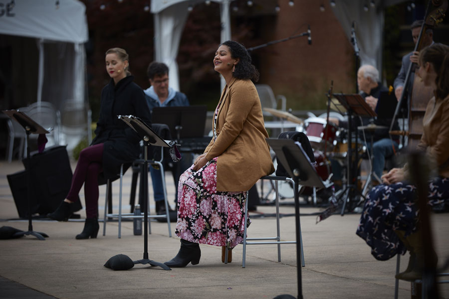 Shaw ensemble performing at an outdoor concert