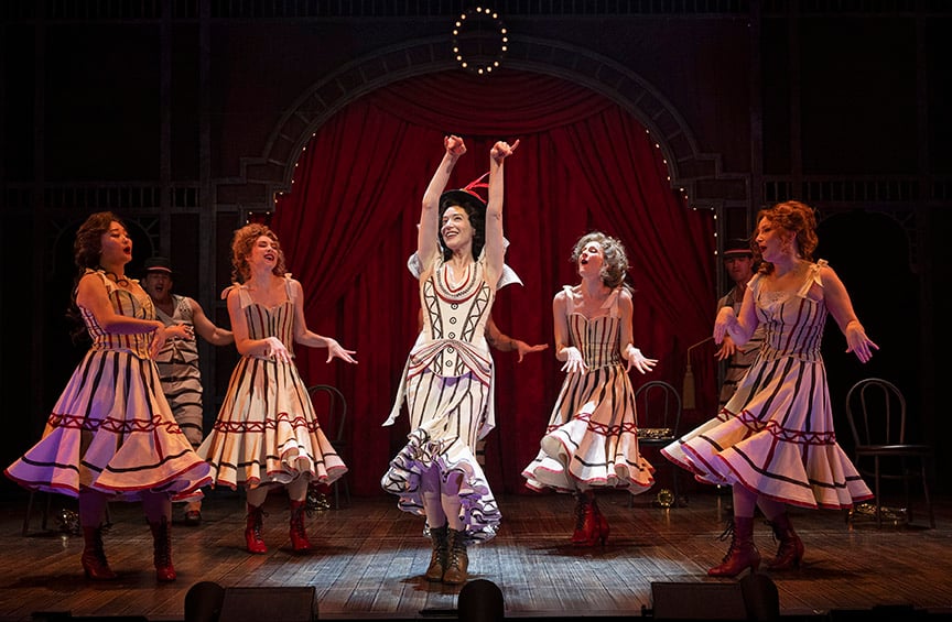 Sara Farb as Fanny Brice with members of the Funny Girl ensemble. Photo by David Cooper.