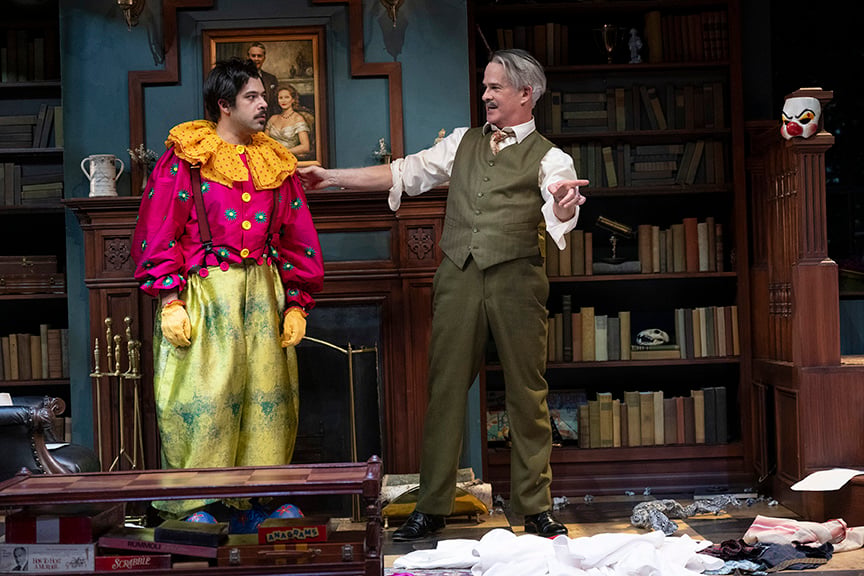 Sepehr Reybod as Milo Tindle and Patrick Galligan as Andrew Wyke in Sleuth. Photo by David Cooper.